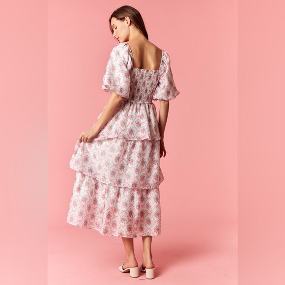 Peach Love California Pink Floral Midi Dress - Picture 5 of 7